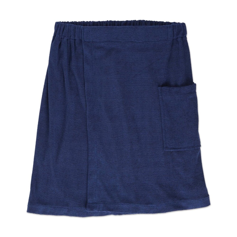 DII Men\'s Terry Shower Wrap Collection Adjustable with Velcro and Pocket, 54x20, Nautical Blue