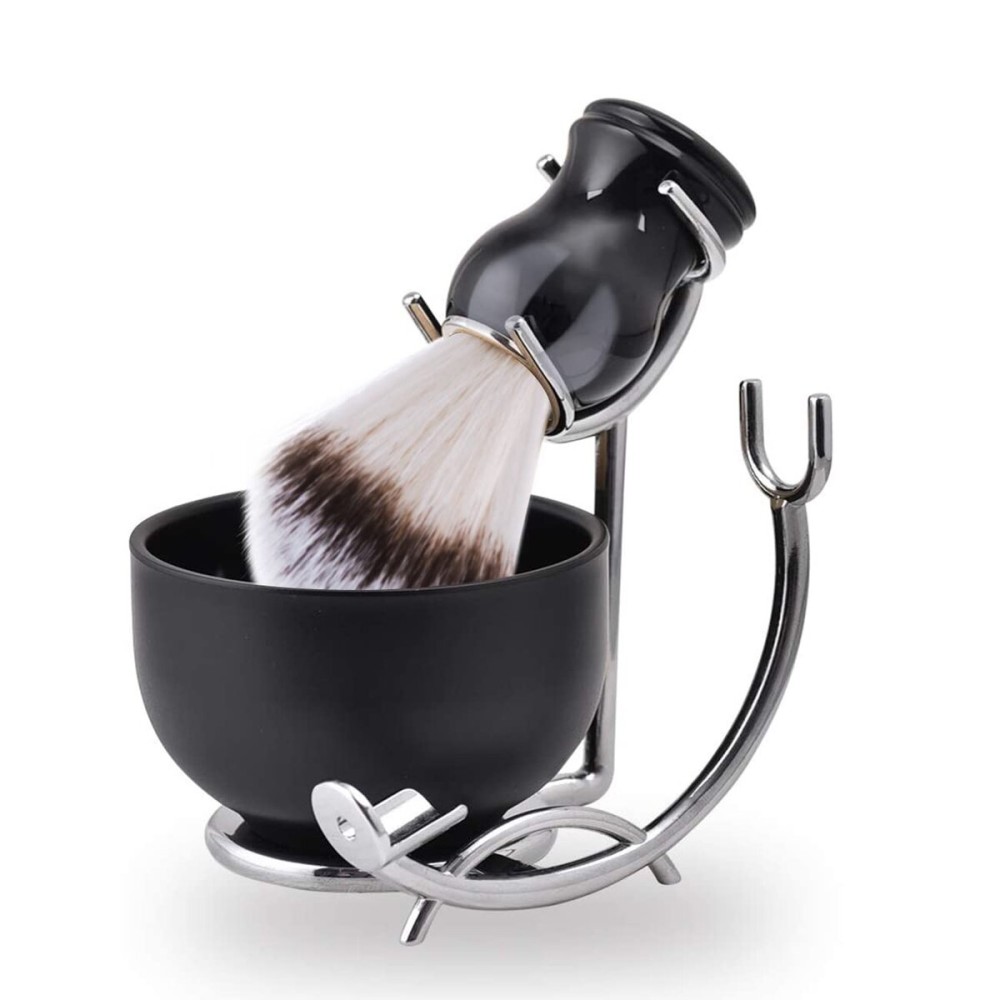 Grandslam Shaving Brush and Bowl Kit for Men, 3 in 1 Shaving Brush Set, Stainless Steel Shaving Bowl and Stand, Shaving Kit for Men