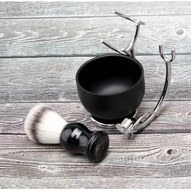 Grandslam Shaving Brush and Bowl Kit for Men, 3 in 1 Shaving Brush Set, Stainless Steel Shaving Bowl and Stand, Shaving Kit for Men