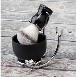 Grandslam Shaving Brush and Bowl Kit for Men, 3 in 1 Shaving Brush Set, Stainless Steel Shaving Bowl and Stand, Shaving Kit for Men