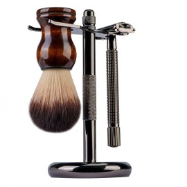 Grandslam Shaving Kit for Men, Safety Razor with 10 Blades, Shaving Brush, Stand and Soap Cream, Stainless Steel Bowl, Canvas & Leather Dopp Kit Gift Set Grandslam Shaving Kit for Men, Safety Razor with 10 Blades, Shaving Brush, Stand and Soap Cream, Stainless Steel Bowl, Canvas & Leather Dopp Kit Gift Set
