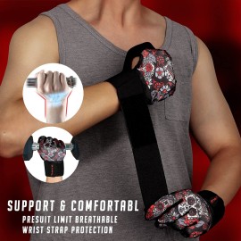 RYMNT Full Fingers Workout Gloves for Men,Padded Weight Lifting Gloves with Wrist Wrap Support for Gym Fitness Weightlifting Exercise, Bodybuilding & Strength Training.Skull-Small RYMNT Full Fingers Workout Gloves for Men,Padded Weight Lifting Gloves with Wrist Wrap Support for Gym Fitness Weightlifting Exercise, Bodybuilding & Strength Training.Skull-Small