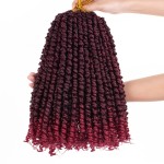 Leeven 12 Inch Pretwisted Passion Twist Hair 8 Packs Ombre Burgundy Pre Looped Red Water Wave Crochet Hair Short Curly Bohemian Braids Synthetic Hair Extensions for Black Women (12Strands/Pack TBUG)