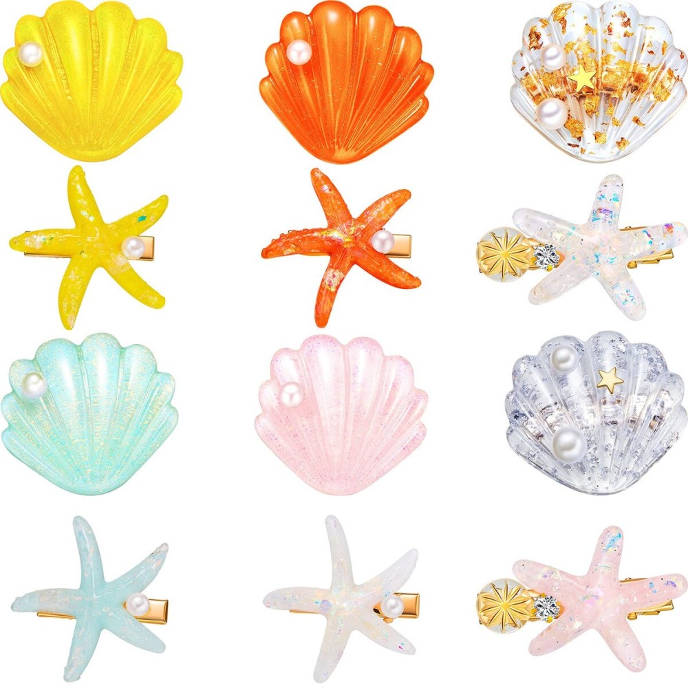 WILLBOND 12 Pieces Artificial Shell Pearl Starfish Seashell Hair Clip Set Acrylic Resin Women Lady Hair Clip Headdress Hairstyle Tool Accessories Beach Wedding Supplies WILLBOND 12 Pieces Artificial Shell Pearl Starfish Seashell Hair Clip Set Acrylic Resin Women Lady Hair Clip Headdress Hairstyle Tool Accessories Beach Wedding Supplies