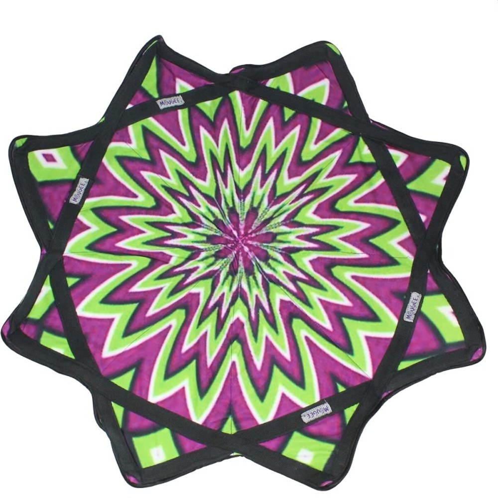 Mougee - Classic Flow Star - for Beginners & Advanced - Fun & Challenging - Double Stitched Flow Toy - Vibrant Colors & Patterns Durable - 27 Diameter - Purple Burst (Purple/Green)