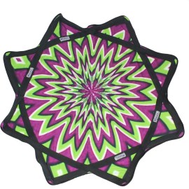 Mougee - Classic Flow Star - for Beginners & Advanced - Fun & Challenging - Double Stitched Flow Toy - Vibrant Colors & Patterns Durable - 27 Diameter - Purple Burst (Purple/Green)