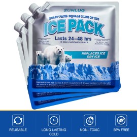 SUNLUG Cooler Ice Packs Reusable Ice Packs for Coolers Long Lasting Freezer Packs for Cooler Bag, Lunch Bags, Cooler Backpacks (3 Pack)