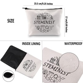 G2TUP Stem Woman Gift Feminist Gift Steminist Cosmetic Bag Science Makeup Bag Gift for Women in Science (Steminist White Bag)