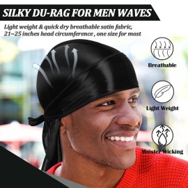 DACKRITO 2 Pieces Silky Durag Pack for Men Women, Premium Satin Doo Rag Headwrap with Long Tail for 360 Waves DACKRITO 2 Pieces Silky Durag Pack for Men Women, Premium Satin Doo Rag Headwrap with Long Tail for 360 Waves