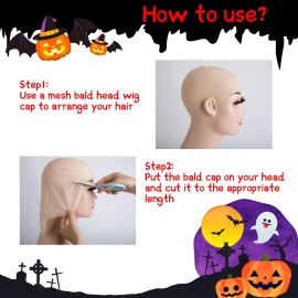 Wehhbtye Halloween Latex Bald Caps with Bald Head Wigs for Adult Costume and Theme Party Wehhbtye Halloween Latex Bald Caps with Bald Head Wigs for Adult Costume and Theme Party