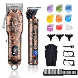 Suttik Hair Clippers and Trimmers Set for Men, Professional Cordless Barber Clippers for Hair Cutting, Beard Trimmer Hair Cutting Kit with T-Blade Close Cutting Trimmer