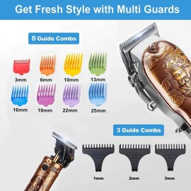 Suttik Hair Clippers and Trimmers Set for Men, Professional Cordless Barber Clippers for Hair Cutting, Beard Trimmer Hair Cutting Kit with T-Blade Close Cutting Trimmer