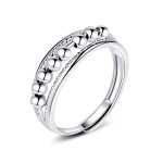 ASGIFT 925 Sterling Silver Anti Anxiety Ring for Women Fidget Rings for Anxiety with 8 Spinner Beads Dainty Stress Relief Silver Ring Jewelry Gifts