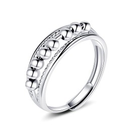 ASGIFT 925 Sterling Silver Anti Anxiety Ring for Women Fidget Rings for Anxiety with 8 Spinner Beads Dainty Stress Relief Silver Ring Jewelry Gifts