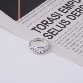 ASGIFT 925 Sterling Silver Anti Anxiety Ring for Women Fidget Rings for Anxiety with 8 Spinner Beads Dainty Stress Relief Silver Ring Jewelry Gifts