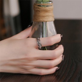 ASGIFT 925 Sterling Silver Anti Anxiety Ring for Women Fidget Rings for Anxiety with 8 Spinner Beads Dainty Stress Relief Silver Ring Jewelry Gifts