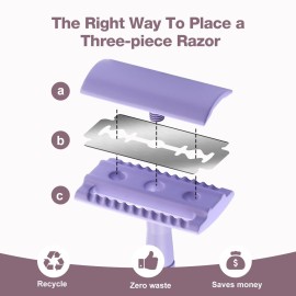 KINGHOOD Brass Single Blade Razor for Gentle & Close Shave - Double Edge Safety Razor with 10 Blade Refills, Long Handle,Weighted Razor,Eco-Friendly & Less Irritation Perfect for Sensitive Skin