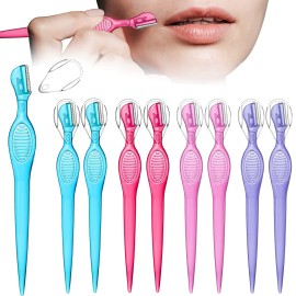 8 Pcs Small Eyebrow Razor for Women Portable Face Razors for Women Facial Hair Lip Trimmer Hair Shaving Removal Tool Dermaplaning Tool Eyebrow Shaver with Safety Cap for Makeup Face Care, 4 Colors