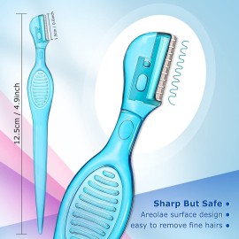 8 Pcs Small Eyebrow Razor for Women Portable Face Razors for Women Facial Hair Lip Trimmer Hair Shaving Removal Tool Dermaplaning Tool Eyebrow Shaver with Safety Cap for Makeup Face Care, 4 Colors