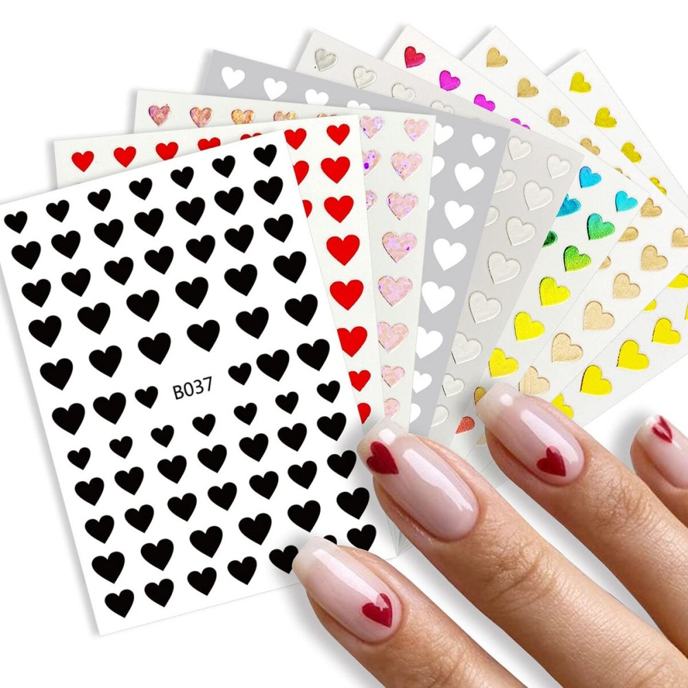 8 Sheets Heart Love Nail Art Stickers Decals 3D Self-Adhesive Nail Art Stickers Heart Love Nail Art Decorations Stars Decals Manicure Accessories (Heart) 8 Sheets Heart Love Nail Art Stickers Decals 3D Self-Adhesive Nail Art Stickers Heart Love Nail Art Decorations Stars Decals Manicure Accessories (Heart)