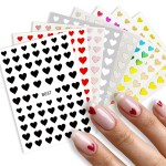 8 Sheets Heart Love Nail Art Stickers Decals 3D Self-Adhesive Nail Art Stickers Heart Love Nail Art Decorations Stars Decals Manicure Accessories (Heart)