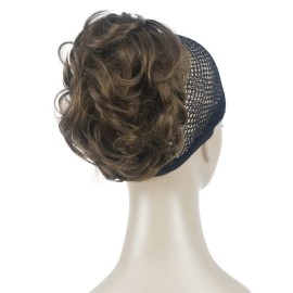 Aimole 6 Short Curly Synthetic Ponytail Clip in Claw Extensions 80g with a jaw/claw clip (12 Light Reddish Golden Brown)