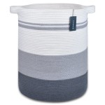 COMSE Extra Large Blanket Basket, Tall Laundry Basket, Nursery Hamper, 15.7x 21.7, Cotton Rope Woven Laundry Hamper for Storage Toys Clothes Towels, Gradient Gray