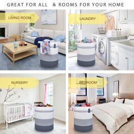 COMSE Extra Large Blanket Basket, Tall Laundry Basket, Nursery Hamper, 15.7x 21.7, Cotton Rope Woven Laundry Hamper for Storage Toys Clothes Towels, Gradient Gray