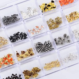 DSHIJIE 240Pcs Halloween Nail Crystal Rhinestones Kit, 3D Witch Pumpkin Bat Sequins for Acrylic Nails, Halloween Party Supplies Glitter Manicure DIY Crafts Decoration