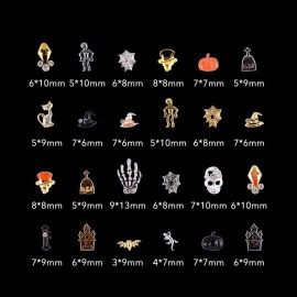 DSHIJIE 240Pcs Halloween Nail Crystal Rhinestones Kit, 3D Witch Pumpkin Bat Sequins for Acrylic Nails, Halloween Party Supplies Glitter Manicure DIY Crafts Decoration