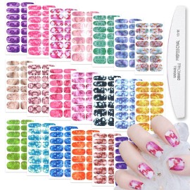 WOKOTO 20 Sheets Marble Peel and Stick Nail Polish Strips - Candy Color Gradient Full Marble Nail Polish Stickers Wraps for Women Girls with Nail File Stick On Nail Strips WOKOTO 20 Sheets Marble Peel and Stick Nail Polish Strips - Candy Color Gradient Full Marble Nail Polish Stickers Wraps for Women Girls with Nail File Stick On Nail Strips