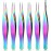Honoson 6 Pieces Pointed Tweezers Ingrown Hair Precision Needle Point Tip Tweezers Stainless Steel for Nose Facial Hair Eyebrow Blackhead Remover(Rainbow Color)