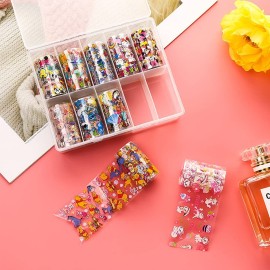 10 Rolls Cute Cartoon Foil Transfer Stickers for Nail Art - Holographic Decals and Designs for Women, Kids, Girls - Acrylic Nails Decoration Supplies 10 Rolls Cute Cartoon Foil Transfer Stickers for Nail Art - Holographic Decals and Designs for Women, Kids, Girls - Acrylic Nails Decoration Supplies