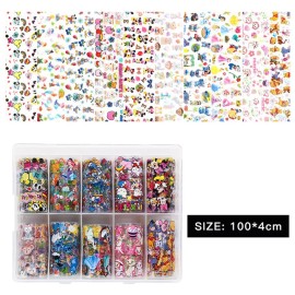 10 Rolls Cute Cartoon Foil Transfer Stickers for Nail Art - Holographic Decals and Designs for Women, Kids, Girls - Acrylic Nails Decoration Supplies 10 Rolls Cute Cartoon Foil Transfer Stickers for Nail Art - Holographic Decals and Designs for Women, Kids, Girls - Acrylic Nails Decoration Supplies
