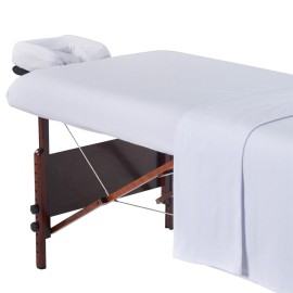 Master Massage Cotton Table Cover Flannel Sheets Set 3 Piece Spa Beauty Bed Cover Soft Massage Linens Set,Include Flat, Face Cushion Cradle Cover, Fitted Sheet (Pure White)