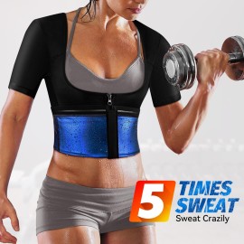 MATKAO Sauna Suit for Women Weight Loss Sauna Shirt for Women Sweat Suit Waist Trainer Vest Fitness Body Shaper Zipper