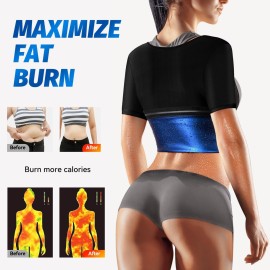 MATKAO Sauna Suit for Women Weight Loss Sauna Shirt for Women Sweat Suit Waist Trainer Vest Fitness Body Shaper Zipper