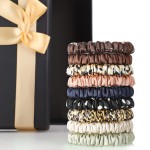 Chuangdi 9 Pieces Silk Scrunchies for Hair Silk Hair Ties Scrunchies for Women Girls Elastic Ponytail Holders(Vivid Style,Dark Colors)