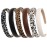 Cuizhiyu Leopard Print Headbands for Women Girls 2cm Wide Headband PU Solid Hairband Hair Hoops Hair Accessories 6 pack (Leopard)
