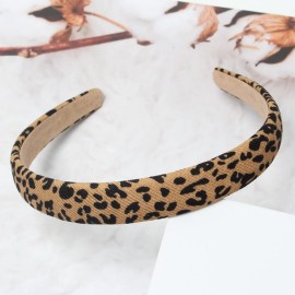 Cuizhiyu Leopard Print Headbands for Women Girls 2cm Wide Headband PU Solid Hairband Hair Hoops Hair Accessories 6 pack (Leopard)