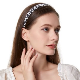 Cuizhiyu Leopard Print Headbands for Women Girls 2cm Wide Headband PU Solid Hairband Hair Hoops Hair Accessories 6 pack (Leopard)