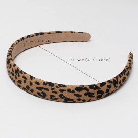 Cuizhiyu Leopard Print Headbands for Women Girls 2cm Wide Headband PU Solid Hairband Hair Hoops Hair Accessories 6 pack (Leopard)