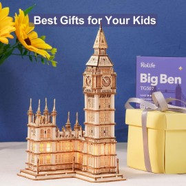 Rolife 3D Wooden Puzzles Big Ben Craft Model Kits for Adults to Build Birthday Gift for Family and Friends