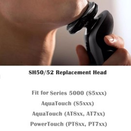 Suleto SH50/52 Replacement Heads Compatible with Philips Series 5000 Electric Shaver, Sh50 Replacement Blades Head Compatible with noreclo Series 5000, ATXX(S5xxx), PTXX (PT8xx, PT7xx) 3-Pack W/Brush Suleto SH50/52 Replacement Heads Compatible with Philips Series 5000 Electric Shaver, Sh50 Replacement Blades Head Compatible with noreclo Series 5000, ATXX(S5xxx), PTXX (PT8xx, PT7xx) 3-Pack W/Brush