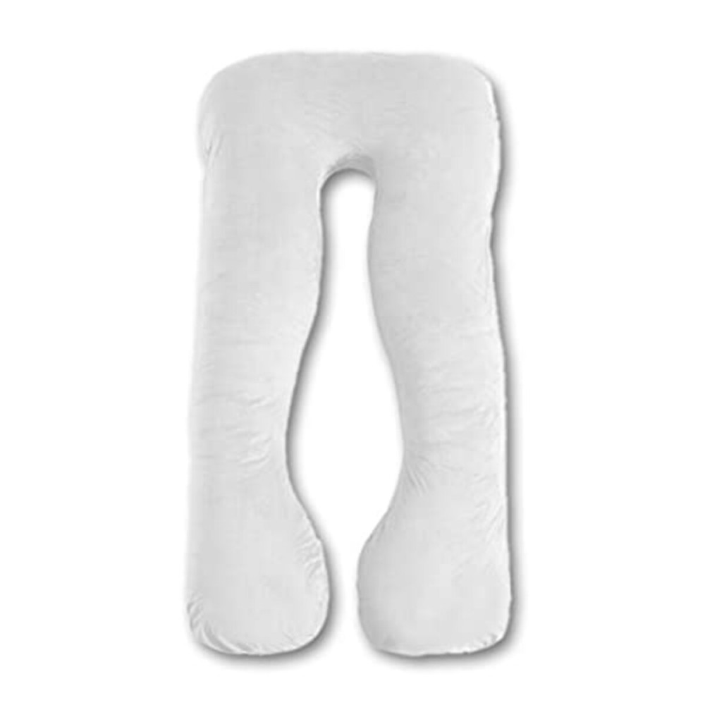 Trickonometry U Shaped Pregnancy Pillow, Velvet Cover, Cotton Inner Cover, Full Body Maternity Cushion for Pregnant Women, Sleeping, Resting, Side, Back, Belly, Legs, Back Pain Relief, Support(White)