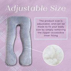 Trickonometry U Shaped Pregnancy Pillow, Velvet Cover, Cotton Inner Cover, Full Body Maternity Cushion for Pregnant Women, Sleeping, Resting, Side, Back, Belly, Legs, Back Pain Relief, Support(White)