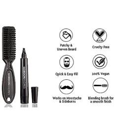 Gordon Andres Water Proof Beard Pencil for Men, Long Lasting Coverage & Natural Finish - Beard, Moustache & Eyebrows - Micro-Fork Tip for Seamless Application - Includes Brush for Blending (Black) Gordon Andres Water Proof Beard Pencil for Men, Long Lasting Coverage & Natural Finish - Beard, Moustache & Eyebrows - Micro-Fork Tip for Seamless Application - Includes Brush for Blending (Black)