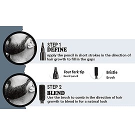 Gordon Andres Water Proof Beard Pencil for Men, Long Lasting Coverage & Natural Finish - Beard, Moustache & Eyebrows - Micro-Fork Tip for Seamless Application - Includes Brush for Blending (Black) Gordon Andres Water Proof Beard Pencil for Men, Long Lasting Coverage & Natural Finish - Beard, Moustache & Eyebrows - Micro-Fork Tip for Seamless Application - Includes Brush for Blending (Black)