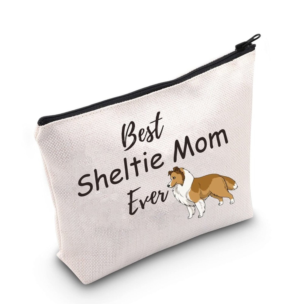 MEIKIUP Sheltie Dog Lover Gift Sheltie Mom Makeup Bag Sheepdog Mama Shetland Sheepdogs Gift Sheltie Owner Travel Cosmetic Bag (Sheltie Mom bag)