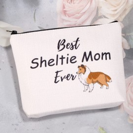 MEIKIUP Sheltie Dog Lover Gift Sheltie Mom Makeup Bag Sheepdog Mama Shetland Sheepdogs Gift Sheltie Owner Travel Cosmetic Bag (Sheltie Mom bag)